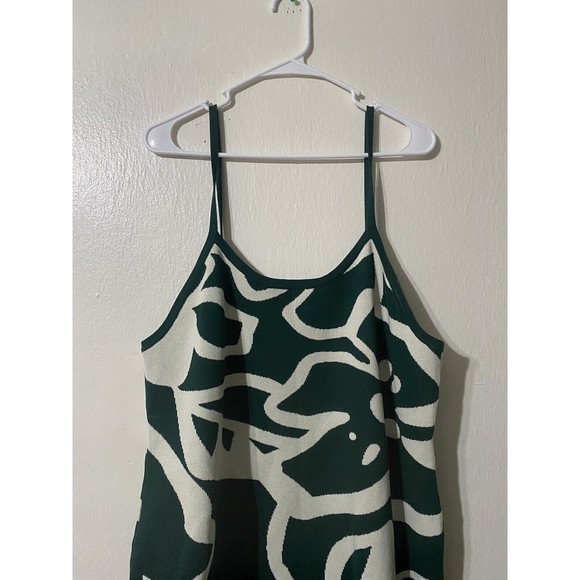 Cider Womens Knit U Line Boho Midi Dress Green Lagenlook Beachy 2XL - Picture 2 of 12